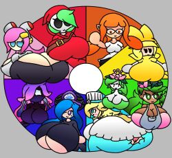 9girls alien alien_girl alternate_breast_size anthro ass_bigger_than_head ava_(fortnite) big_ass big_breasts boob_window breasts_bigger_than_head clothed color_wheel_challenge crossover female female_only fortnite francisca_(kirby) hisuian_lilligant huge_ass huge_breasts inkling inkling_girl kirby_(series) larryyoshiboy lilligant mallow_(pokemon) mario_(series) mario_kart mario_kart_tour multiple_girls olivia_(paper_mario) paper_mario plant_girl plant_humanoid pokemon pokemon_(species) princess_rosalina regional_form_(pokémon) shy_gal splatoon susanna_patrya_haltmann susie_(kirby) tarr_(fortnite)