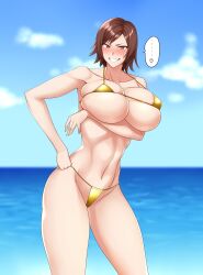 1girls big_breasts big_thighs bikini blush breasts busty do_konjouuo female female_only huge_breasts huge_thighs kazama_asuka large_breasts large_thighs micro_bikini navel solo solo_female swimsuit tekken thick_thighs thighs