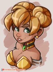 big_breasts blonde_hair brachyzoid breasts chromie cleavage clothed dragonflight gnome gnome_(warcraft) green_eyes large_breasts non_nude shortstack warcraft world_of_warcraft