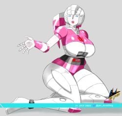 1girls 2023 arcee arcee_(g1) artist_logo autobot autobot_insignia big_breasts busty curvaceous curvy curvy_body curvy_female curvy_figure female female_autobots female_only hourglass_figure huge_breasts jet_doodling large_breasts on_knees robot robot_girl slim_waist solo thick_thighs transformers transformers_g1 twitter_username