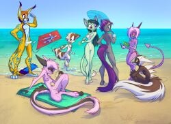 absurd_res anthro bastion_aduro beach beverage bobby_frederick breasts bubble_tea david_lillie dreamkeepers erection female genitals group hi_res kalei_(dreamkeepers) kite lilith_calah lube mace_(dreamkeepers) male namah_calah nude penis pussy reading sea seaside third-party_edit towel umbrella viriathus viriathus_vayu water whip_(dreamkeepers)