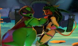 3d 3d_(artwork) :>= anthro blaster_master blender blender_(software) blender_cycles blush closed_eyes coat couple female forest forest_background green_hair green_nipples green_pussy green_shadow_(pvz) kanna_(blaster_master) no_bra no_humans no_panties not_furry peashooter_(pvz) plant plant_girl plant_humanoid plantie plantie_on_plantie plants plants_vs_zombies potted_plant purple pussy redvelvetst tag tagme undressed warm_colors wholesome yuri