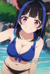 ai_generated bikini black_hair breasts cat_ears kanojo_okarishimasu purple_eyes tagme yaemori_mini