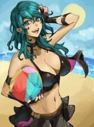 alternate_costume bikini bikini_skirt black_bikini black_swimsuit breasts byleth_(fire_emblem) byleth_(fire_emblem)_(female) female female_only fire_emblem fire_emblem:_three_houses nintendo saiykik solo swimsuit