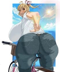 big_breasts bike breasts huge_breasts jeans large_breasts milf tight_clothing tight_pants zerin