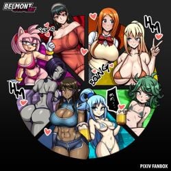 2023 5_fingers 8girls abs amy_rose anthro aqua_(konosuba) armpits artist_name ass avatar_legends beer_mug belmont big_breasts black_hair bleach blonde_hair blue_hair boob_window brown_hair clothed_female clothed_sex color_wheel_challenge dark-skinned_female dark_skin darkness_(konosuba) dc dc_comics dolphin_shorts eastern_and_western_character elbow_gloves female female_only fully_clothed gloves green_eyes green_hair grey_body grey_skin happy_female heart hedgehog hedgehog_humanoid inoue_orihime kono_subarashii_sekai_ni_shukufuku_wo! korra light-skinned_female light_skin long_hair looking_at_viewer looking_back multiple_girls nickelodeon one-punch_man open_mouth orange_bra orange_hair peace_sign purple_hair raven_(dc) red_eyes short_hair short_shorts small_breasts smile smiling smiling_at_viewer sonic_(series) sonic_the_hedgehog_(series) spy_x_family striped_bikini striped_bra tatsumaki teen_titans the_avatar the_legend_of_korra water_tribe yor_briar