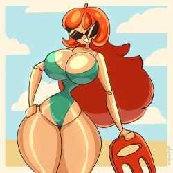 dollification female huge_ass huge_breasts knick_knack lifeguard slemka smile sunglasses sunnification thick_lips thick_thighs transformation wide_hips