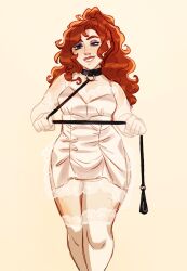 bastart13 blue_eyes collar ginger ginger_hair holding_leash horny horny_female kink kinky leash lingerie lingerie_only portia_devorak red_hair satin smile smiling smiling_at_viewer the_arcana the_arcana_game