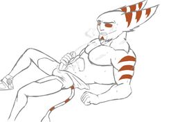 1boy abs alister_azimuth anso/rez anthro bulge clothed clothing cum cum_on_chest cum_on_face cum_on_stomach erection fur half-dressed lombax lying male male_only mammal muscles on_back open_mouth pecs penis ratchet_and_clank solo stripes sweat teeth video_games