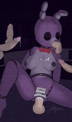 1girls 5boys anal animatronic anthro anus balls bonnie_(fnaf) bowtie breasts bunny bunny_ears closed_eyes cum cum_in_pussy dashboom disembodied_penis fellatio female female_bonnie five_nights_at_freddy's genderswap genderswap_(mtf) group_sex lagomorph leporid male mammal nipples oral penetration penis purple_body purple_fur purple_skin rabbit rabbit_ears sex smooth_skin straight video_games