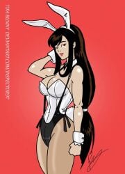 1girls black_hair brown_eyes bunny_ears bunny_girl bunnysuit cleavage final_fantasy final_fantasy_vii huge_breasts inspector97 long_hair looking_at_viewer suspenders tifa_lockhart