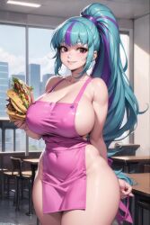 1girls ai_generated apron big_breasts breasts equestria_girls female female_only food friendship_is_magic hasbro huge_breasts large_breasts my_little_pony naked_apron nude_female rainbow_rocks smiling solo solo_female sonata_dusk taco the_dazzlings the_hotshot thick_thighs wide_hips