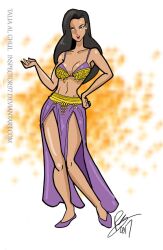 arabian arabian_clothes batman_(series) belly_dancer belly_dancer_outfit black_hair brown_eyes cleavage dc dc_comics harem harem_girl harem_outfit inspector97 large_breasts long_hair talia_al_ghul