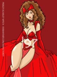 1girls brown_hair cleavage corset curly_hair inspector97 knee_boots large_breasts loincloth long_gloves long_hair marvel marvel_comics pelvic_curtain red_eyes scarlet_witch voluptuous wanda_maximoff x-men