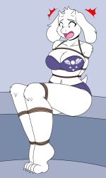 1girls 2d 2d_(artwork) 2d_artwork bondage bra color ryusekikuri sitting surprised surprised_expression tagme toriel undertale undertale_(series) underwear