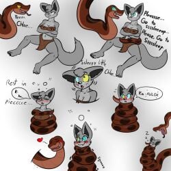 anthro asphyxiation choking coiling coils comic constriction furry hypnosis iamaneagle_(artist) imminent_vore kaa outletdraws python snake strangling the_jungle_book wolf wolf_girl