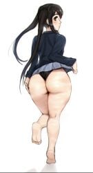 1girls azusa_nakano_(k-on!) big_butt black_hair black_panties blue_skirt bottom_heavy butt female female_only huge_butt human k-on! keigi_(artist) large_butt long_hair panties school_uniform schoolgirl skirt solo thick_thighs twintails