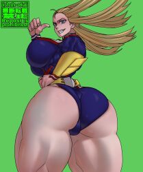 1girls all_might_(cosplay) ass big_ass big_breasts big_butt blonde_hair blue_eyes cathleen_bate fat_ass female female_only large_ass light-skinned_female light_skin looking_at_viewer muscular muscular_female my_hero_academia pointing_at_self shosho_oekaki solo solo_female solo_focus star_and_stripe_(my_hero_academia) thick_ass thick_thighs thighs thumbs_up wide_hips