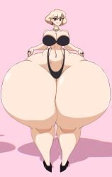 bikini blonde_female blonde_hair curvy curvy_female curvy_figure hourglass_figure huge_thighs hyper_ass hyper_thighs isabelle_(popa) milf ponkypopa popa_nsfw popa_ponky red_eyes simple_background tall_female thick_ass thick_thighs thin_waist voluptuous voluptuous_female wide_hips