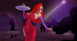 1girls bimbo dress eduardo_squidwardo hair_over_one_eye jessica_rabbit lipstick nipple_bulge one_eye_obstructed red_dress red_hair thesquiddycipher who_framed_roger_rabbit