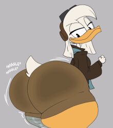 anthro ass avian avian_humanoid big_ass big_butt breathotter bubble_ass bubble_butt color_edit della_duck disney duck ducktales_(2017) edit edited female looking_back milf smiling text