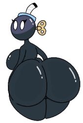 1girls anthro ass ass_focus big_ass big_breasts black_body bob-omb bomb breasts dark_skin female female_only huge_ass looking_at_viewer looking_back mario_(series) naked naked_female nude nude_female pussy sideboob solo solo_female theslashfive white_background