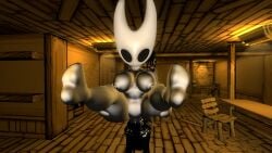 1boy 1girls 3d ass bendy bendy_and_the_ink_machine black_body female hollow_knight hornet_(hollow_knight) ink_demon male male/female penis_in_pussy sex