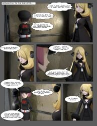 3d blonde_hair comic cynthia_(pokemon) pokemon sladernader tagme team_rocket team_rocket_grunt_(female)