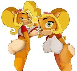 activision anthro anus areola ass bandicoot big_breasts big_butt bimbo blonde_hair breasts coco_bandicoot crabtopus crash_(series) erect_nipples female genitals hair hi_res looking_at_viewer mammal marsupial nipple_outline nipples pussy short_stack shortstack solo thick_thighs wide_hips