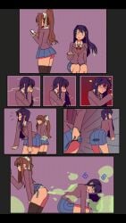 2girls animated doki_doki_literature_club fart fart_cloud fart_everywhere fart_fetish fart_torture farting farting_in_face fetish monika_(doki_doki_literature_club) pyrosinical skirt_lift skirt_lifting_fart source_request straining yuri_(doki_doki_literature_club)