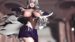 3d animated azur_lane big_breasts fox_girl kitsune mmd shinano_(azur_lane) stripping tagme video white_hair