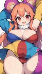 :3 ai_generated anthro awokose big_breasts circus clown clown_girl colorful_body cute cute_face huge_breasts short shortstack thick_thighs