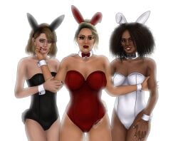 costume crossover dbd dead_by_daylight elodie_rakoto jane_romero nancy_wheeler netflix orgy playboy_bunny rabbit_ears rabbit_tail stranger_things threesome