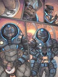 4_balls alien angry armor armor_only balls bite biting_lip blue_eyes bodily_fluids bodypaint chin_spikes clothed clothing comic cum cum_in_armor cum_in_clothing cum_on_balls cum_on_own_balls cum_on_self cum_while_flaccid cumshot duo ejaculation enhibitionism face_paint facial_spikes flaccid foreskin genital_fluids genitals glowing glowing_armor hands-free headgear heart helmet holographic_screen humanoid humanoid_genitalia humanoid_on_humanoid humanoid_penis inside interspecies jaw_spikes kiryu krogan krut male male/male mass_effect multi_balls multi_genitalia multiple_images omni-tool orgasm penis public public_sex retracted_foreskin ridged_penis sex shoulder_grab size_difference small_dom_big_sub space_station spikes spikes_(anatomy) sweat sweatdrop turian tykol whistling xenophilia