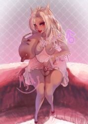 1futa animal_ears areolae balls bimbo bimbo_lips blonde_hair breasts breasts_bigger_than_head breasts_out clothed clothing dark-skinned_futanari dark_skin english_text erection feminization futa_only futa_sans_pussy futanari high-angle_view high_heels huge_breasts huge_lips humanoid humanoid_penis kemonomimi leaking_precum long_fingernails long_hair male_symbol mijeh mostly_clothed nipples penis penis_under_clothes penis_under_dress puffy_nipples shemale small_penis solo text thick_thighs wide_hips