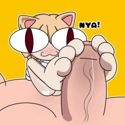 animated anon cat_ears feet feline female foot_fetish footjob loop looping_animation melty_blood meme neco-arc soles toes tsukihime