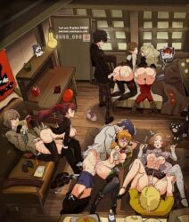 5boys 6girls ? akira_kurusu ann_takamaki areola areolae ass atlus attic big_ass big_breasts black_hair blonde_hair blue_hair bra breasts brown_eyes brown_hair centi_(artist) clothing confused confusion cum cum_on_ass cum_on_face cum_on_hair cumshot curly_hair dat_ass discarded_clothing ejaculation facial feline female floofy_hair fluffy_hair glasses goro_akechi hairband haru_okumura headphones highres human indoor indoors indoors_sex jack_frost_(megami_tensei) kasumi_yoshizawa kneeling large_ass large_breasts leggings leggings_down long_hair looking_at_another makoto_niijima male megami_tensei missionary missionary_position moan moaning morgana_(persona) multiple_boys multiple_girls nipples on_back one_eye_closed orange_hair orgy pale-skinned_female pale-skinned_male pale_skin partially_clothed penis persona persona_5 persona_5_royal persona_5_scramble:_the_phantom_strikers phantom_thieves ponytail presenting presenting_hindquarters purple_eyes pussy reading red_eyes red_hair ren_amamiya reverse_cowgirl_position ryuji_sakamoto sakura_futaba school_uniform sega sex shin_megami_tensei shocked shocked_expression short_hair skirt sophia_(persona_5) straight sumire_yoshizawa surprised surprised_expression sweater thighs tongue tongue_out twintails wavy_hair yusuke_kitagawa