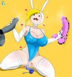 adventure_time crisisaura dildo female fionna_the_human_girl huge_ass huge_breasts leotard thick_thighs thighhighs wide_hips