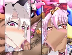 2boys 2girls :>= chloe_von_einzbern fat_man fate/grand_order fate/kaleid_liner_prisma_illya fate_(series) female illyasviel_von_einzbern kiryuu_kazumasa_(bitch_bokujou) male multiple_boys multiple_girls multiple_males multiple_penises oral