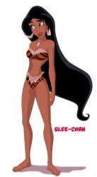 1girls aladdin arabian black_hair cleavage disney disney_princess glee-chan hourglass_figure jungle_girl large_breasts long_hair princess_jasmine tiger_print tiger_print_bikini transparent_background