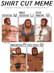 apron balls bara beard big_penis bulge facial_hair fate/zero fate_(series) flaccid iskandar_(fate) male male_only muscles muscular ne0_navi pantsless penis red_hair ripped_clothing shirt shirt_cut_meme small_clothes solo solo_male tank_top tight_clothing