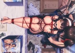 2girls ball_gag bondage collar feet gag gagged girls'_frontline groping haneru leash multiple_girls nipples rope type_95_(girls'_frontline) type_97_(girls'_frontline) yuri