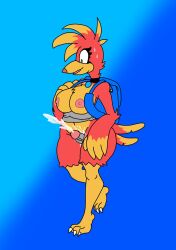 backpack banjo-kazooie big_breasts big_thighs bird cum cum_on_body green_eyes kazooie sweatdrop