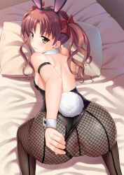 1girls 2020s 2023 all_fours animal_ears anus arm_behind_back ass ass_focus backboob backless_leotard bent_over big_ass black_leotard blush breasts brown_hair bunnysuit clothing_aside dat_ass denhijou_niki detached_collar female fishnet_pantyhose fishnets from_above from_behind highres indoors kneeling leotard leotard_aside long_hair looking_at_viewer looking_back on_bed pantyhose pink_eyes pink_hair playboy_bunny presenting pulled_by_self pussy pussy_visible_through_clothes pussy_visible_through_leotard rabbit_ears rabbit_tail shirai_kuroko small_breasts smug solo tail teasing teenage_girl teenager to_aru_kagaku_no_railgun to_aru_majutsu_no_index twintails wrist_cuffs young