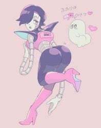 2boys 2d 2d_(artwork) 2d_artwork androgynous ass big_ass big_butt black_hair butt color cute fat_ass fat_butt ghost heart high_heel_boots high_heels huge_ass huge_butt looking_back male male_only mettaton mettaton_ex napstablook robot tagme text thick_ass thick_butt translation_request undertale undertale_(series) wholesome ゆず