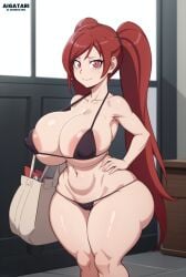 1girls ai_generated aiba_manami aigatari areolae ass bikini boku_no_hero_academia breasts clothing female female_only high_resolution huge_ass huge_breasts la_brava_(my_hero_academia) micro_bikini my_hero_academia red_eyes red_hair solo swimsuit thick_thighs thighs very_high_resolution wide_hips