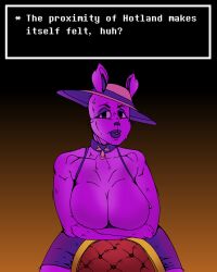 0sg00d 2d 2d_(artwork) 2d_artwork big_breasts choker color dialogue dress english english_dialogue english_text furry furry_breasts furry_female hat rabbit_shopkeeper rabbit_shopkeeper_(undertale) sweat sweatdrop sweating tagme text undertale undertale_(series)