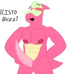 1boy brawl_stars buzz_x_doug dinosaur doug_(brawl_stars) furry male male_only mrgatuber muscular_male penis spanish spanish_text supercell tagme text