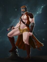 1boy abs bara biceps big_bulge boots briefs bulge chris_pratt clothing gabo_artist gay guardians_of_the_galaxy hi_res highres male male_focus male_only marvel marvel_cinematic_universe mask muscles muscular muscular_arms muscular_legs muscular_male muscular_thighs nipples penis peter_quill solo solo_male starlord underwear weapon