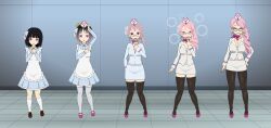 brainwashing breasts corruption fate/grand_order fate_(series) female glasses heels identity_death kisekae koyanskaya_(fate) large_breasts maid office_lady pencil_skirt pink_hair sequence smug smug_grin tamamo_no_mae_(fate) tights transformation transformation_sequence yellow_eyes
